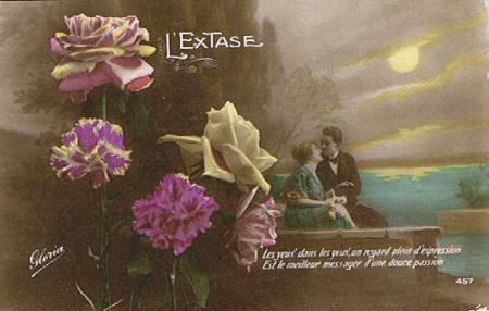 carte ancienne couple d'amoureux